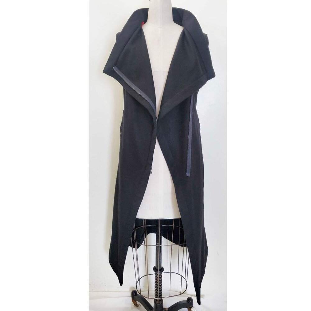 HARPUTS OWN Women's Black Asymmetrical COUTURE SQUARE Wool VEST Sleeveless Coat - Picture 11 of 14